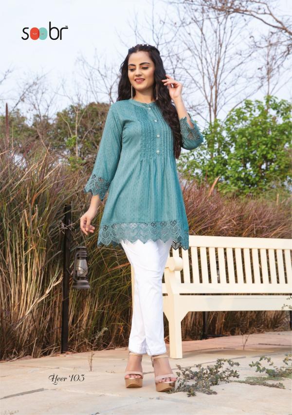 Heer Soobr Weaved Richi Buti Designer Schifly Work Tunic Collection